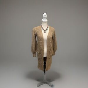 Abercrombie Women Maxi Length Cardigan Side Slits Balloon Sleeve Brown Size XXS‎